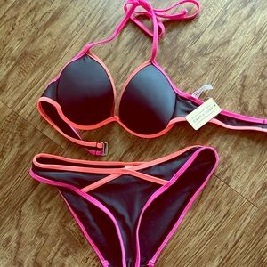 NWT Bikini Set! Neon & Black